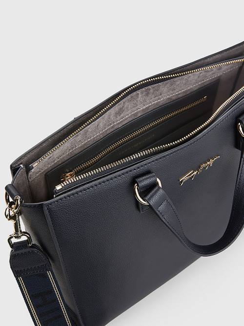 Tommy Hilfiger Joy Signature Satchel Çanta Kadın Mavi | TH749KFQ