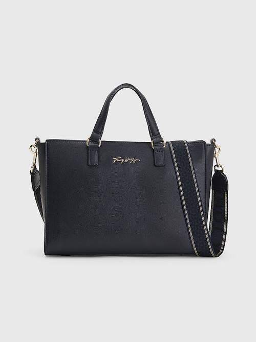 Tommy Hilfiger Joy Signature Satchel Çanta Kadın Mavi | TH749KFQ