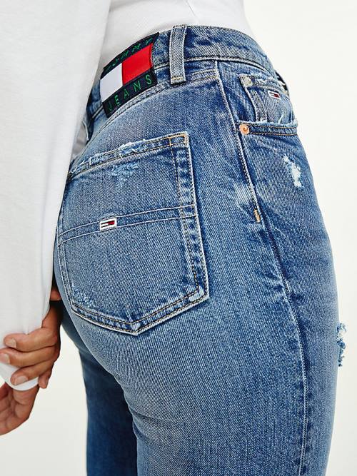 Tommy Hilfiger Julie Ultra High Rise Straight Distressed Jean Pantolon Kadın Denim | TH173CPG