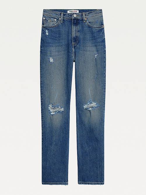 Tommy Hilfiger Julie Ultra High Rise Straight Distressed Jean Pantolon Kadın Denim | TH173CPG