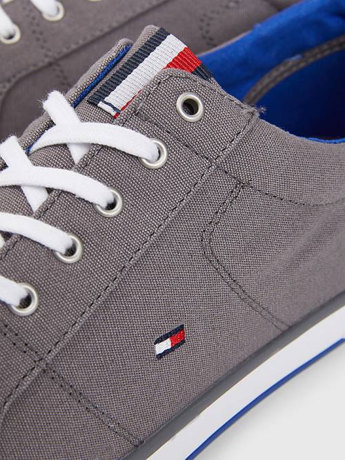 Tommy Hilfiger Kanvas Dantel Up Spor Ayakkabı Erkek Gri | TH987RKE