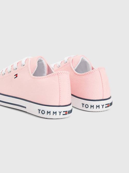 Tommy Hilfiger Kanvas Low-Top Flag Spor Ayakkabı Kiz Çocuk Pembe | TH930QOM