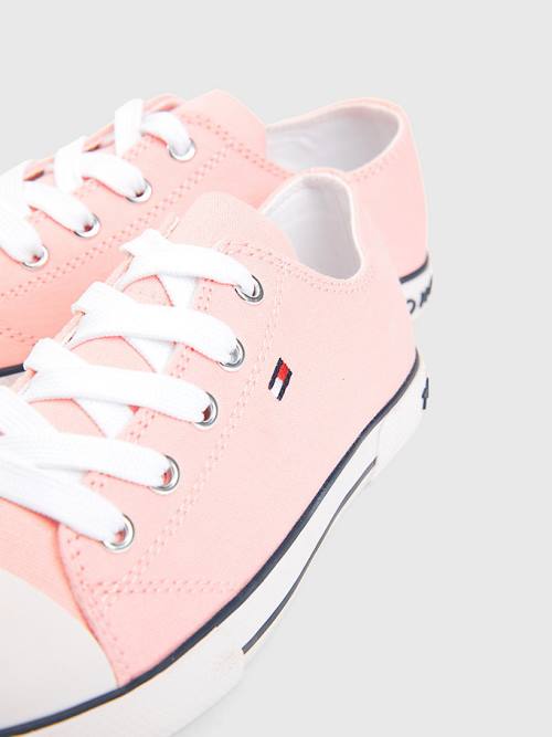 Tommy Hilfiger Kanvas Low-Top Flag Spor Ayakkabı Kiz Çocuk Pembe | TH930QOM