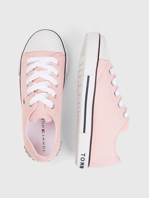 Tommy Hilfiger Kanvas Low-Top Flag Spor Ayakkabı Kiz Çocuk Pembe | TH930QOM