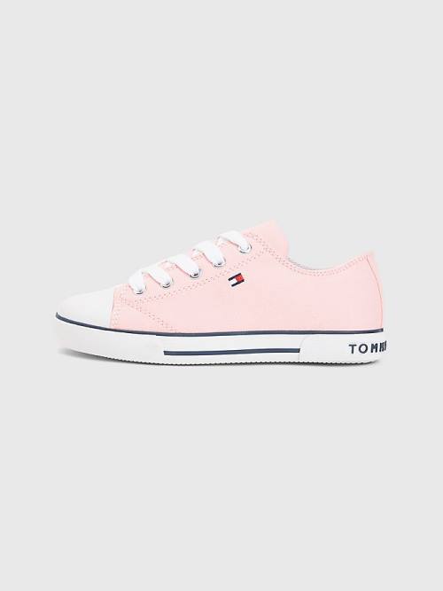 Tommy Hilfiger Kanvas Low-Top Flag Spor Ayakkabı Kiz Çocuk Pembe | TH930QOM