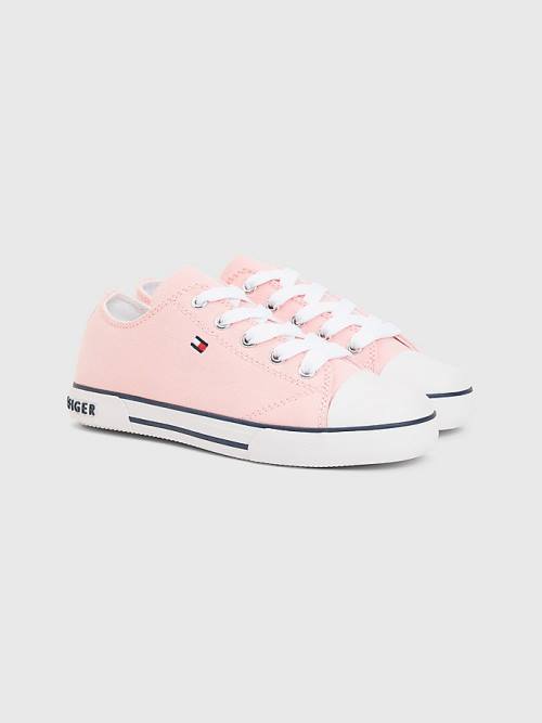 Tommy Hilfiger Kanvas Low-Top Flag Spor Ayakkabı Kiz Çocuk Pembe | TH930QOM