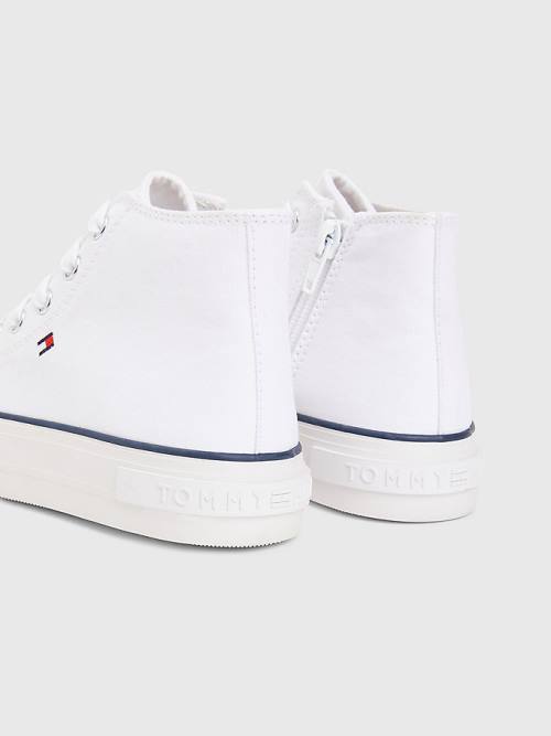 Tommy Hilfiger Kanvas Tıknaz High-Top Spor Ayakkabı Kiz Çocuk Beyaz | TH319BVI