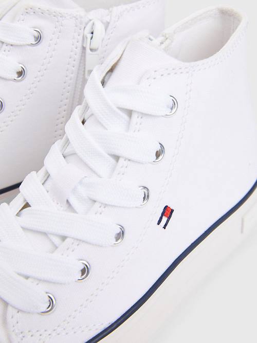 Tommy Hilfiger Kanvas Tıknaz High-Top Spor Ayakkabı Kiz Çocuk Beyaz | TH319BVI