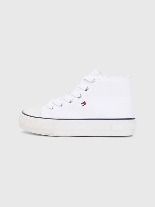 Tommy Hilfiger Kanvas Tıknaz High-Top Spor Ayakkabı Kiz Çocuk Beyaz | TH319BVI