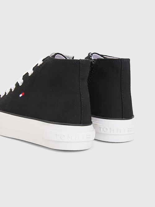 Tommy Hilfiger Kanvas Tıknaz High-Top Spor Ayakkabı Kiz Çocuk Siyah | TH612KEG