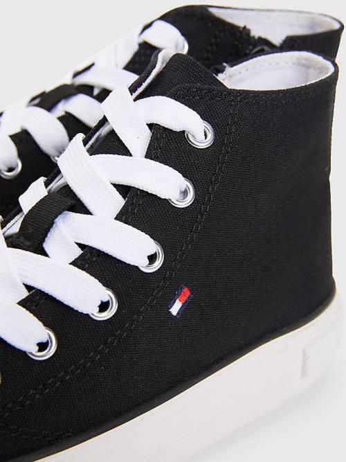 Tommy Hilfiger Kanvas Tıknaz High-Top Spor Ayakkabı Kiz Çocuk Siyah | TH612KEG