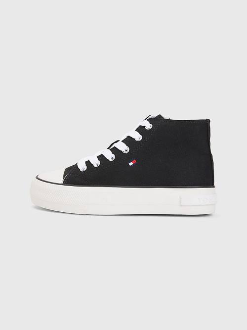 Tommy Hilfiger Kanvas Tıknaz High-Top Spor Ayakkabı Kiz Çocuk Siyah | TH612KEG