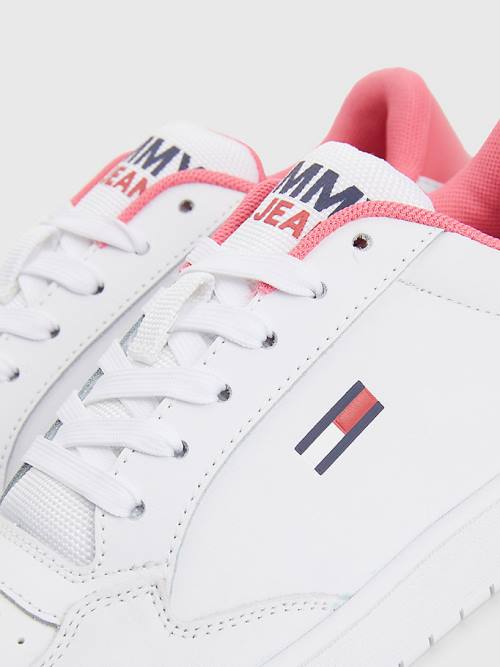 Tommy Hilfiger Klasik Deri Cupsole Spor Ayakkabı Kadın Beyaz | TH074MUE