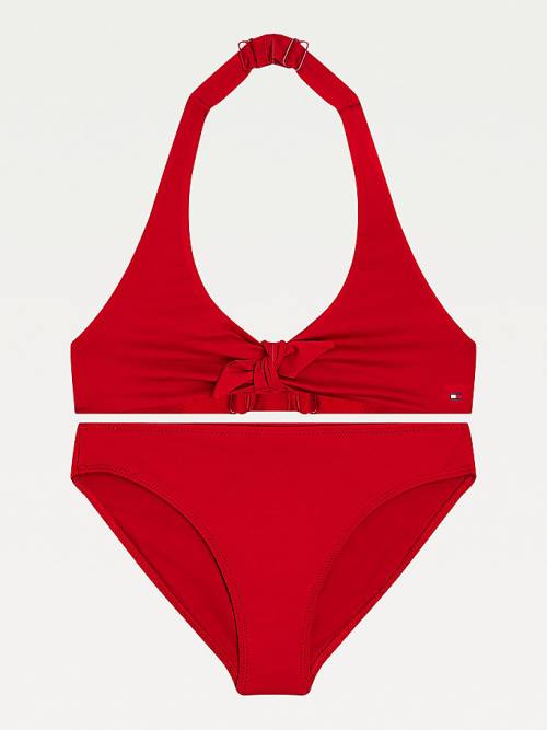 Tommy Hilfiger Knot Front Triangle Bikini Set Mayo Kiz Çocuk Kırmızı | TH178AQC