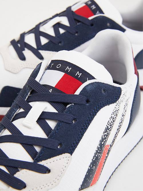 Tommy Hilfiger Krampon Mixed Texture Flag Spor Ayakkabı Erkek Mavi | TH539RWS