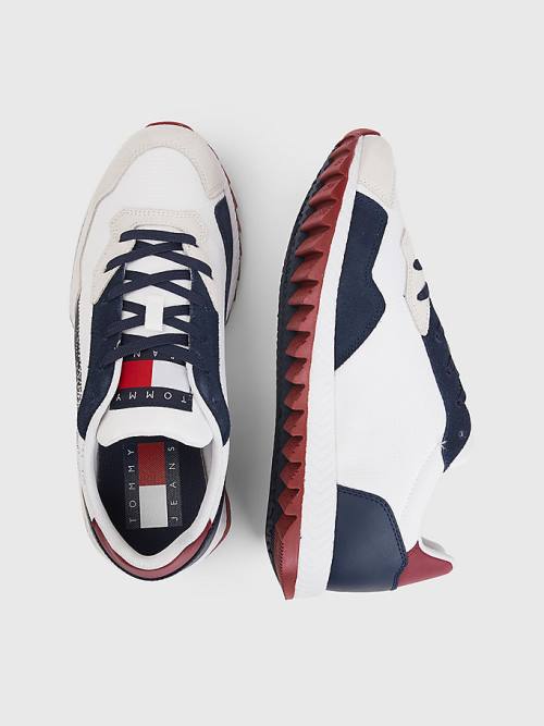 Tommy Hilfiger Krampon Mixed Texture Flag Spor Ayakkabı Erkek Mavi | TH539RWS