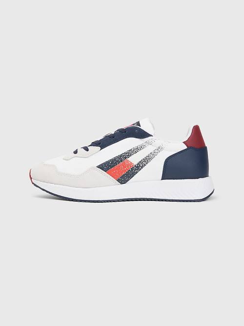 Tommy Hilfiger Krampon Mixed Texture Flag Spor Ayakkabı Erkek Mavi | TH539RWS