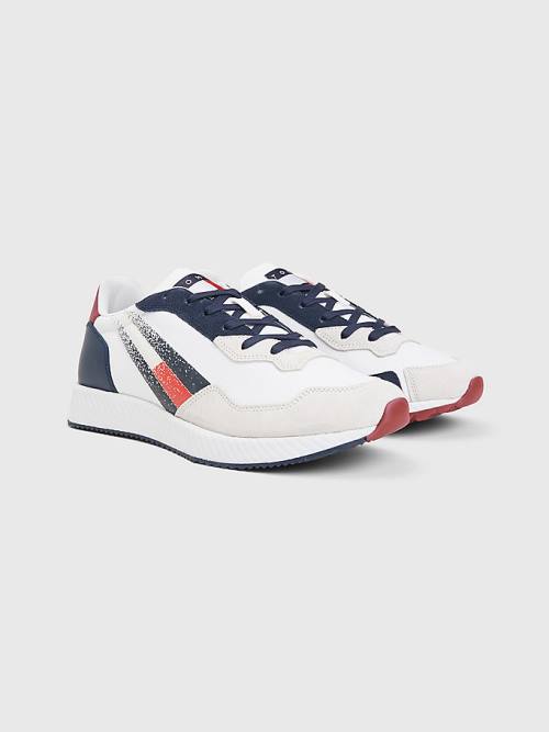 Tommy Hilfiger Krampon Mixed Texture Flag Spor Ayakkabı Erkek Mavi | TH539RWS