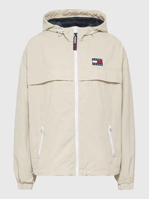 Tommy Hilfiger Kukuletalı Chicago Windbreaker Ceket Kadın Bej Rengi | TH091MGQ