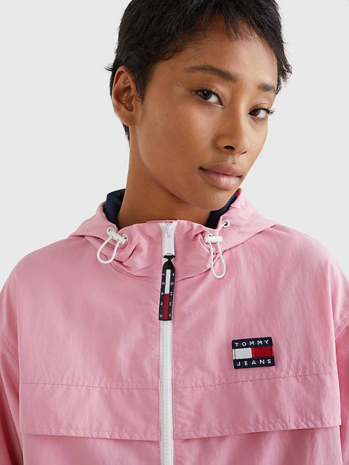 Tommy Hilfiger Kukuletalı Chicago Windbreaker Ceket Kadın Pembe | TH358YMS