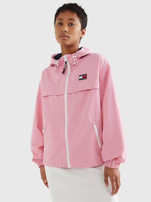 Tommy Hilfiger Kukuletalı Chicago Windbreaker Ceket Kadın Pembe | TH358YMS