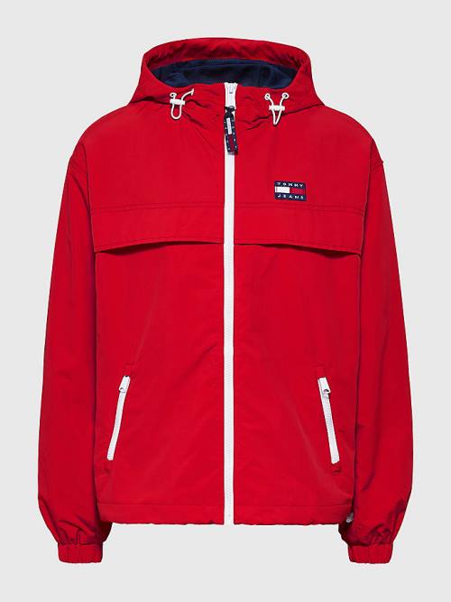 Tommy Hilfiger Kukuletalı Chicago Windbreaker Ceket Kadın Kırmızı | TH405ZLU