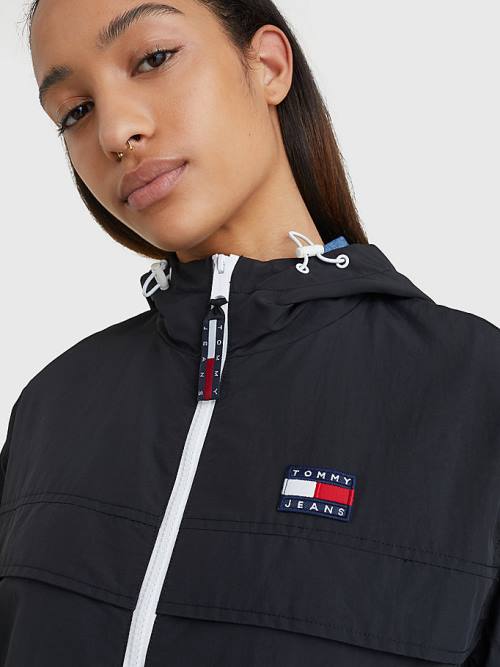 Tommy Hilfiger Kukuletalı Chicago Windbreaker Ceket Kadın Siyah | TH745BLC