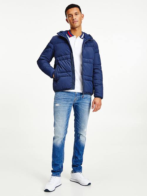 Tommy Hilfiger Kukuletalı Quilted Puffer Ceket Erkek Mavi | TH017YFB