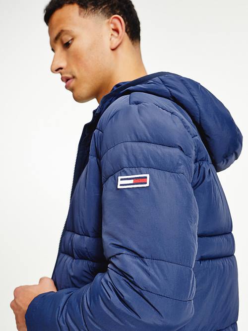 Tommy Hilfiger Kukuletalı Quilted Puffer Ceket Erkek Mavi | TH017YFB