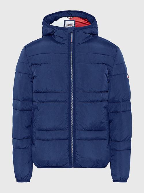 Tommy Hilfiger Kukuletalı Quilted Puffer Ceket Erkek Mavi | TH017YFB