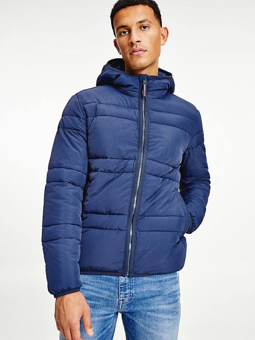 Tommy Hilfiger Kukuletalı Quilted Puffer Ceket Erkek Mavi | TH017YFB