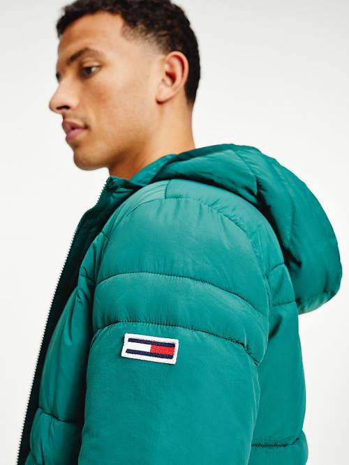 Tommy Hilfiger Kukuletalı Quilted Puffer Ceket Erkek Yeşil | TH385AUH