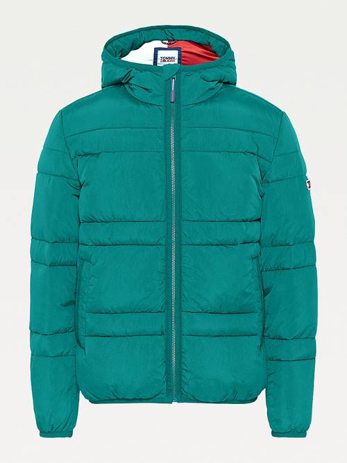 Tommy Hilfiger Kukuletalı Quilted Puffer Ceket Erkek Yeşil | TH385AUH