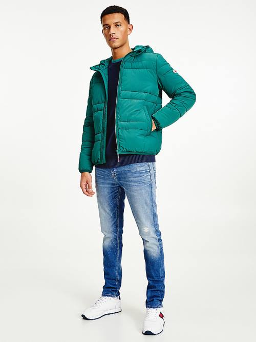 Tommy Hilfiger Kukuletalı Quilted Puffer Ceket Erkek Yeşil | TH385AUH