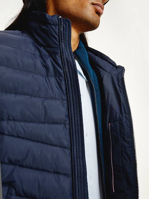 Tommy Hilfiger Kukuletalı Tape Puffer Ceket Erkek Mavi | TH170WGO