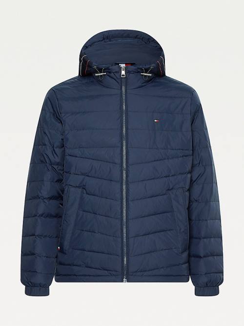 Tommy Hilfiger Kukuletalı Tape Puffer Ceket Erkek Mavi | TH170WGO