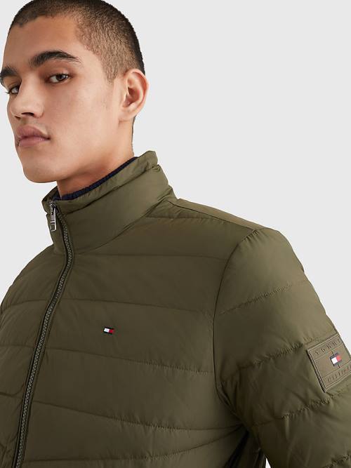 Tommy Hilfiger Kukuletalı Tape Puffer Ceket Erkek Haki | TH483ISG