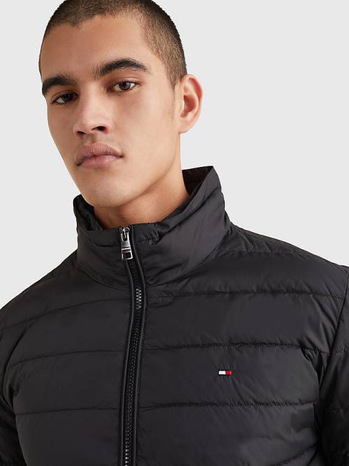 Tommy Hilfiger Kukuletalı Tape Puffer Ceket Erkek Siyah | TH513IQK