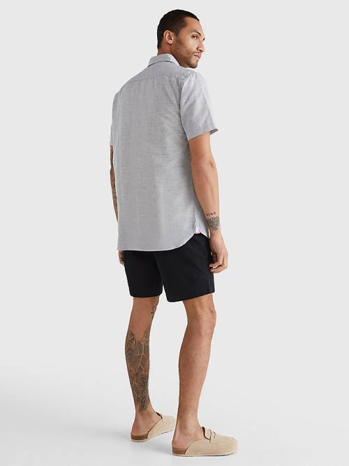 Tommy Hilfiger Kısa Sleeve Tapered Regular Fit Gömlek Erkek Mavi | TH467HDG