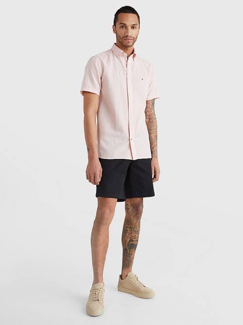 Tommy Hilfiger Kısa Sleeve Tapered Regular Fit Gömlek Erkek Pembe | TH957QYC