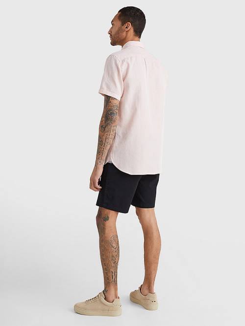 Tommy Hilfiger Kısa Sleeve Tapered Regular Fit Gömlek Erkek Pembe | TH957QYC