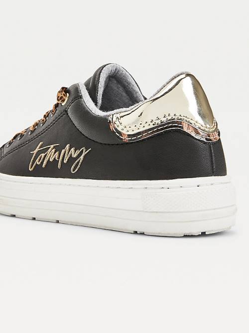 Tommy Hilfiger Leopard Low-Top Spor Ayakkabı Kiz Çocuk Siyah | TH746LMB