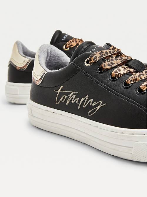 Tommy Hilfiger Leopard Low-Top Spor Ayakkabı Kiz Çocuk Siyah | TH746LMB