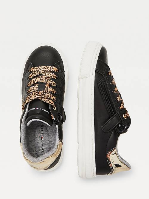 Tommy Hilfiger Leopard Low-Top Spor Ayakkabı Kiz Çocuk Siyah | TH746LMB