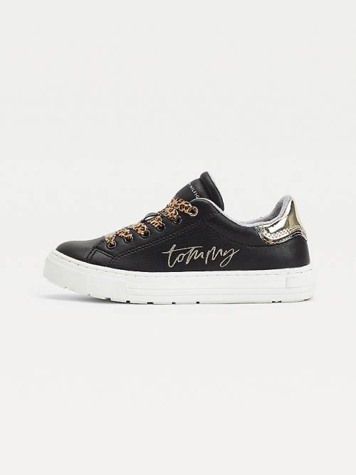 Tommy Hilfiger Leopard Low-Top Spor Ayakkabı Kiz Çocuk Siyah | TH746LMB