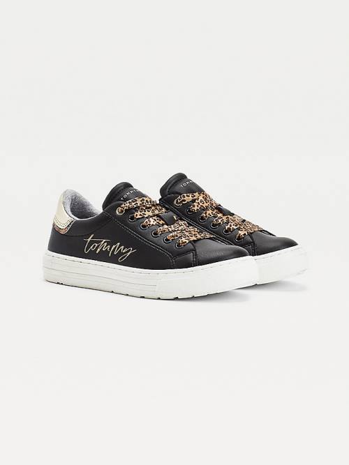 Tommy Hilfiger Leopard Low-Top Spor Ayakkabı Kiz Çocuk Siyah | TH746LMB