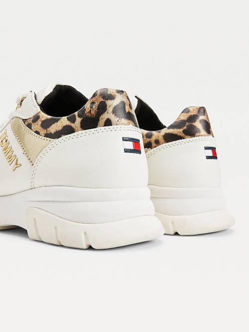 Tommy Hilfiger Leopard Panel Low-Top Spor Ayakkabı Kiz Çocuk Beyaz | TH302ATO