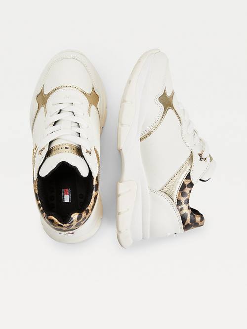 Tommy Hilfiger Leopard Panel Low-Top Spor Ayakkabı Kiz Çocuk Beyaz | TH302ATO