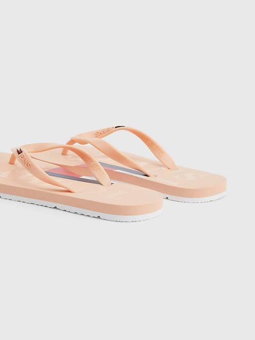 Tommy Hilfiger Logo Askılı Flip Flops Sandalet Kadın Pembe | TH753YQL