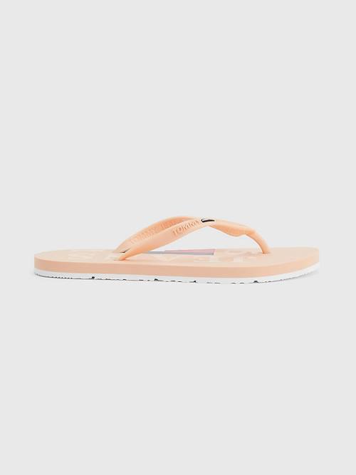 Tommy Hilfiger Logo Askılı Flip Flops Sandalet Kadın Pembe | TH753YQL